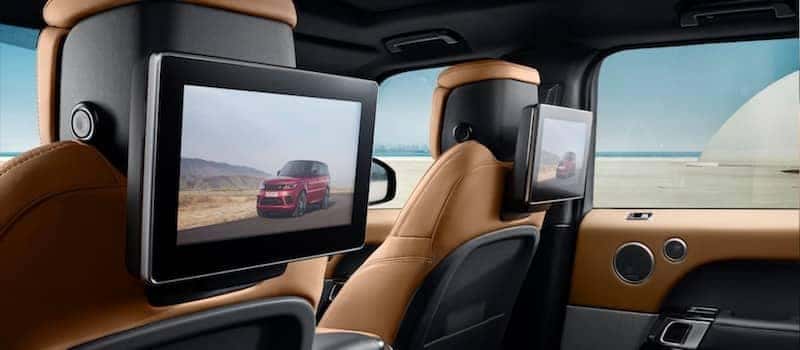 2019 Land Rover Range Rover Sport seat-mounted articulating HD touchscreens (European model shown)