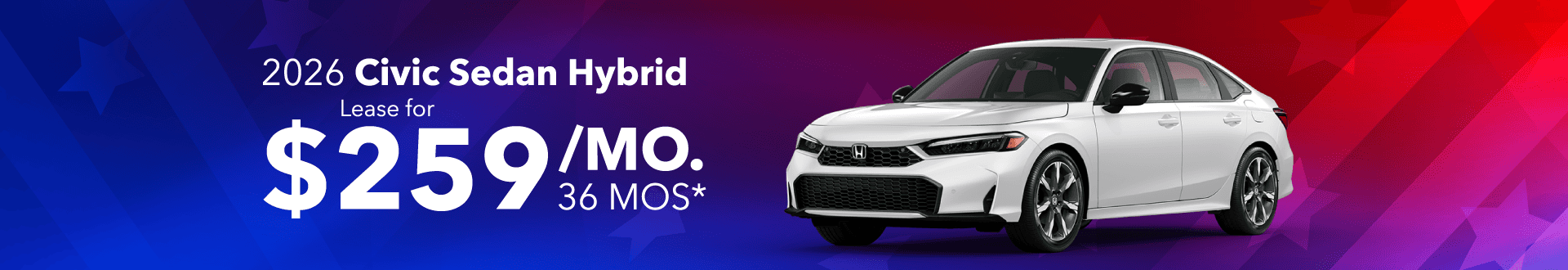 2026 Honda Civic Sedan Hybrid: Lease for $259/month for 36 months*