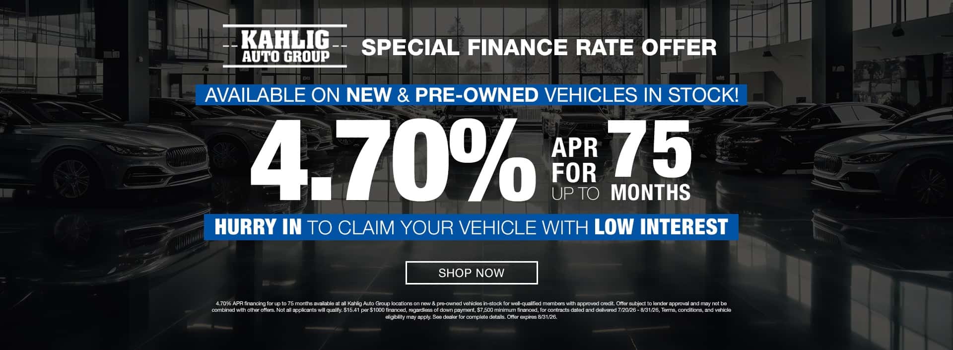 Kahlig Auto Special 4.7% APR for 75 Months