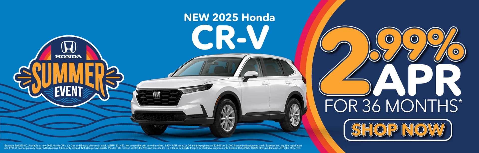 New 2025 Honda CR-V 2.99% APR for 36 Months*