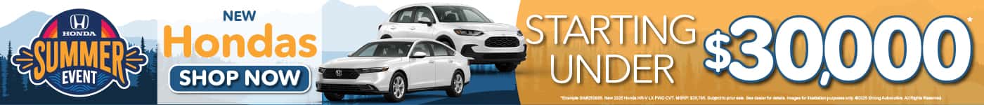 Over 15 New Honda Models in Stock Starting under $30,000*