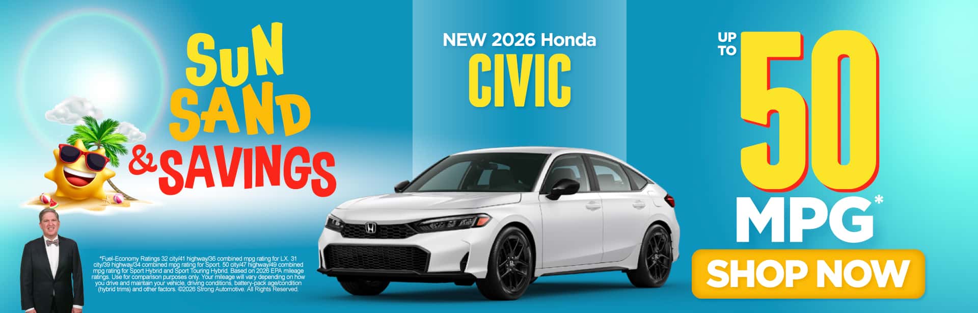 New 2026 Honda Civic Up To 50 MPG*