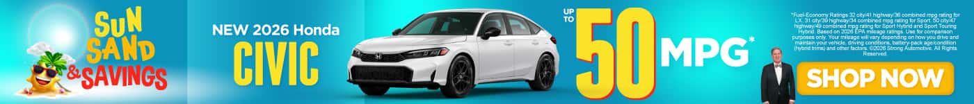 New 2026 Honda Civic Up To 50 MPG*