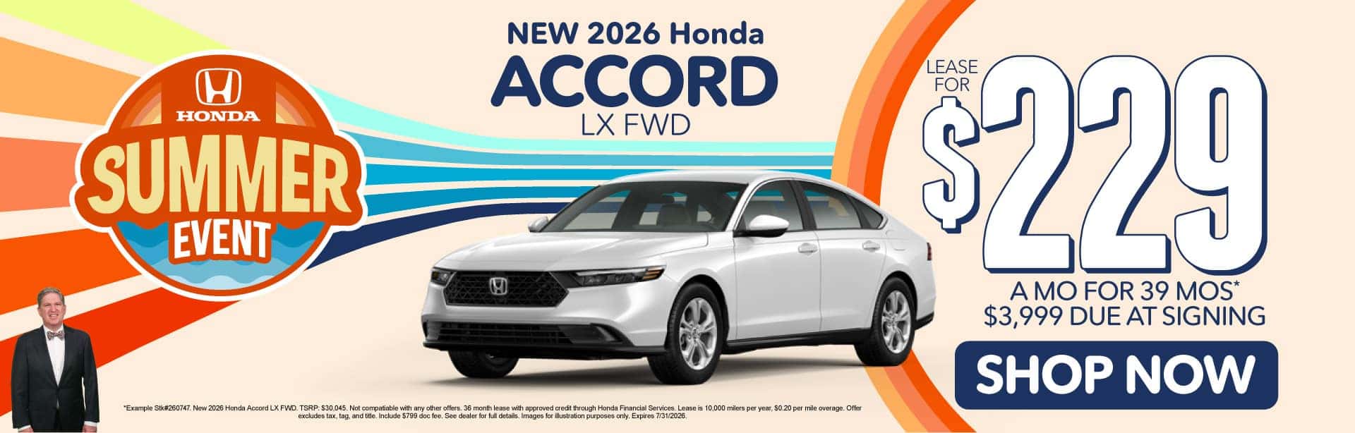 New 2026 Honda Accord LX FWD "Lease for $229 a month for 39 months* $3,999 due at signing"