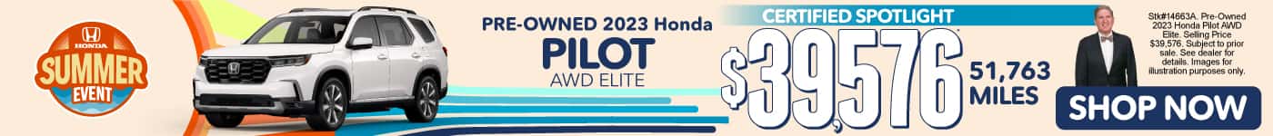 Pre-Owned 2023 Honda Pilot AWD Elite Certified Spotlight - 51,763 Mile - $39,576