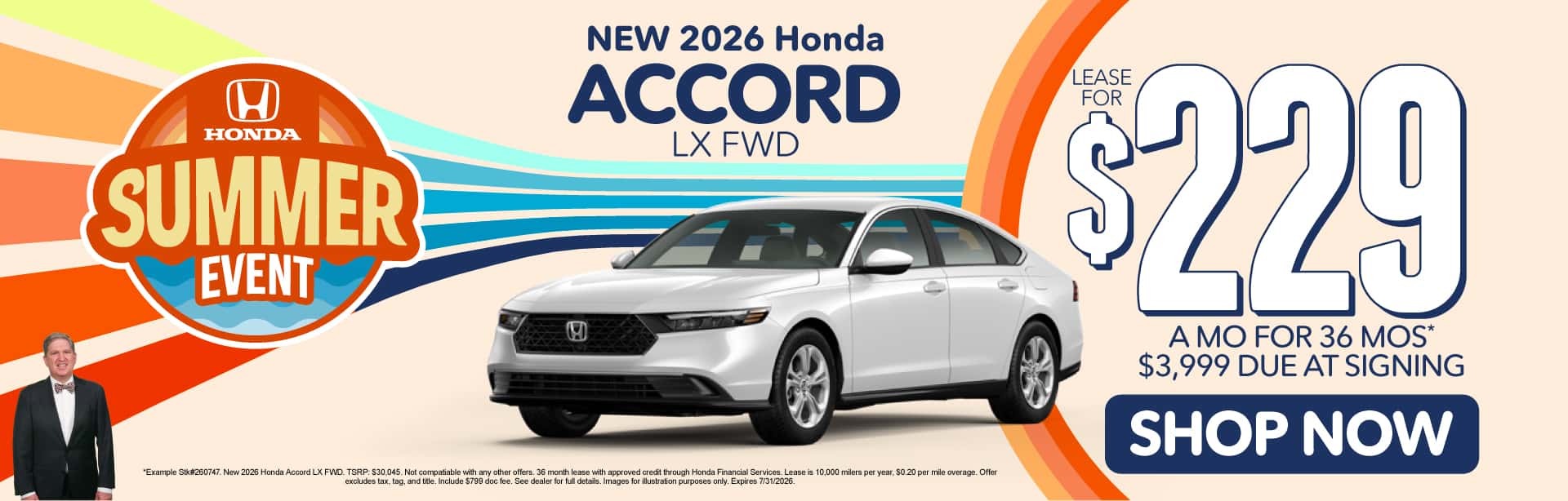 New 2026 Honda Accord LX FWD "Lease for $229 a month for 36 months* $3,999 due at signing"