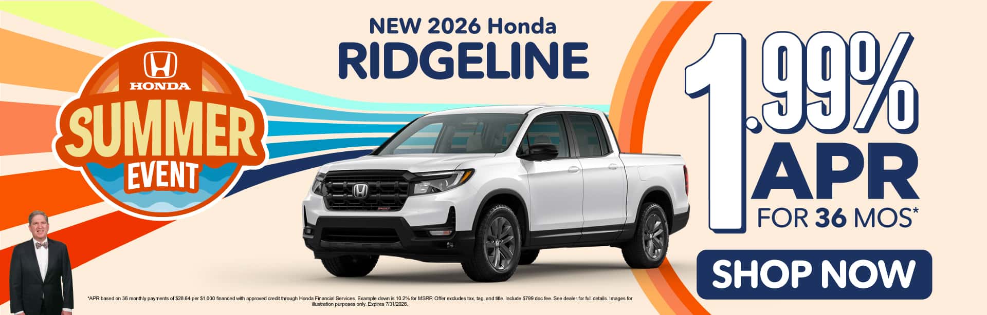 New 2026 Honda Ridgeline 1.99% APR for 36 Months*
