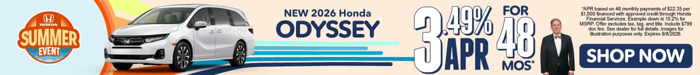 New 2026 Honda Odyssey 3.49% APR for 48 Months*
