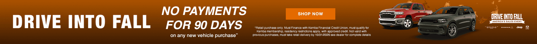 No Payments for 90 Days on any new vehicle purchase**