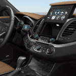Black and brown interior of a Chevy vehicle