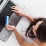 Woman online shopping