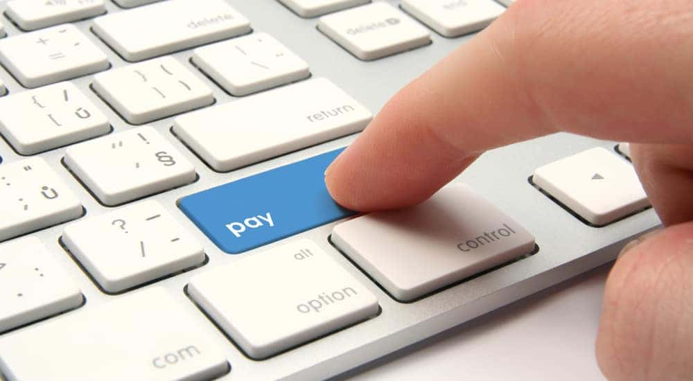 Keyboard with button pay - payment concept