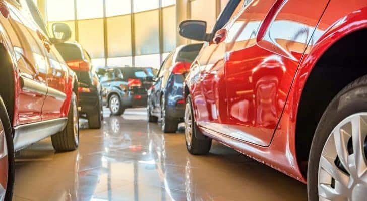 A car dealership shows used cars for sale in indianapolis.