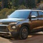 A brown 2021 Chevy Trailblazer is shown parked off-road after viewing a 2021 Chevy Trailblazer for sale.