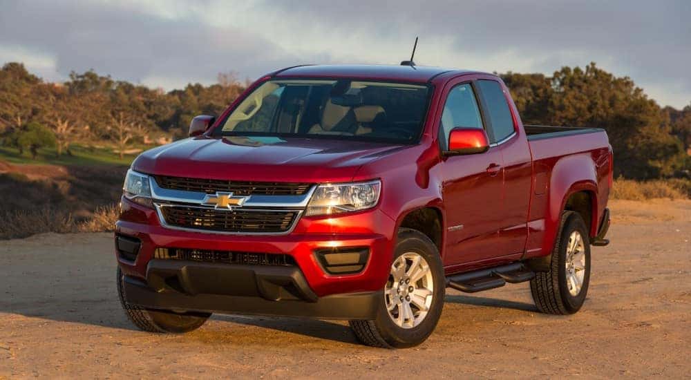 A red 2017 Chevy Colorado for sale in Nashville is shown parked off-road.