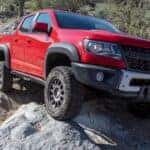 A red 2020 Chevy Colorado ZR2 Bison is shown from the front at an angle.