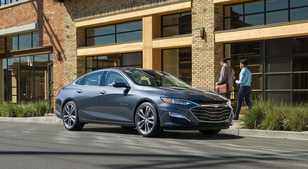 A gray 2020 Chevy Malibu for sale in Indianapolis is shown.