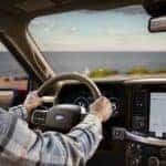 The gray dash is shown in a 2024 Ford F-150. for sale