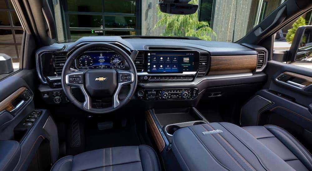 The interior of a 2024 Chevy Silverado 2500 HD is shown.