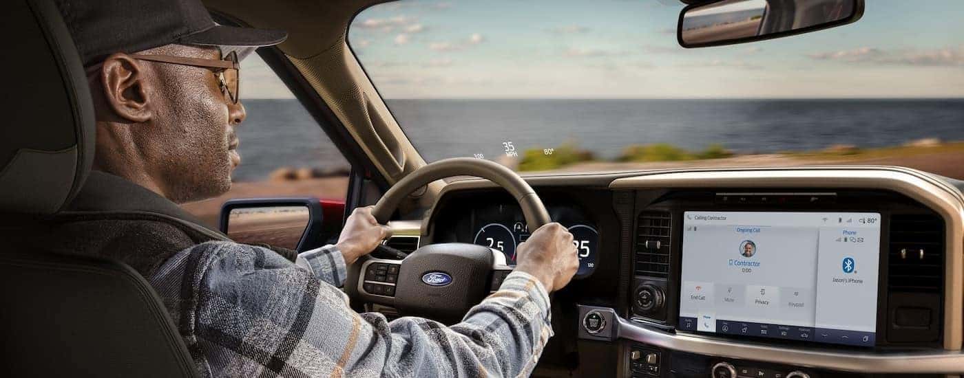 The interior of a 2025 Ford F-150 for sale is shown.
