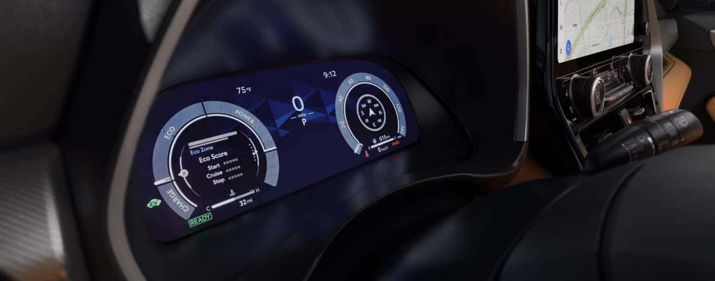 A digital display in a 2024 Toyota Highlander Hybrid Platinum.
