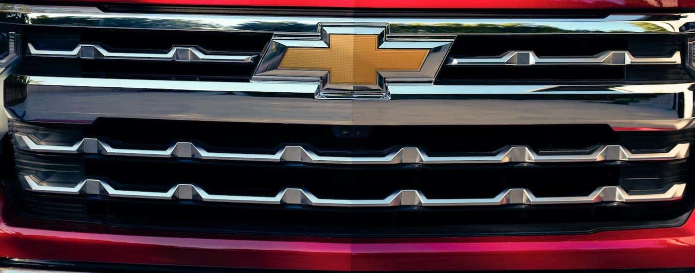 Grille on a red 2024 Chevy Silverado 1500 for sale in Columbus.