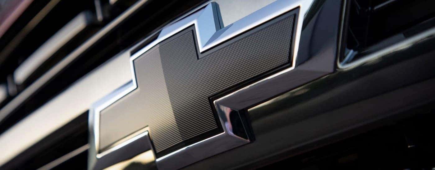 Close-up of the brand badge on a 2021 Chevy Tahoe RST for sale