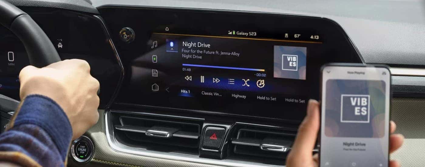 Close-up of the infotainment screen in a 2026 Chevy Trailblazer for sale in Indianapolis.