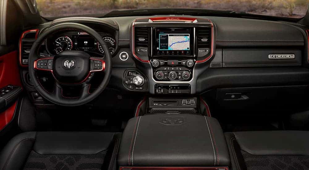 Infotainment display and dashboard in a 2019 Ram 1500 for sale