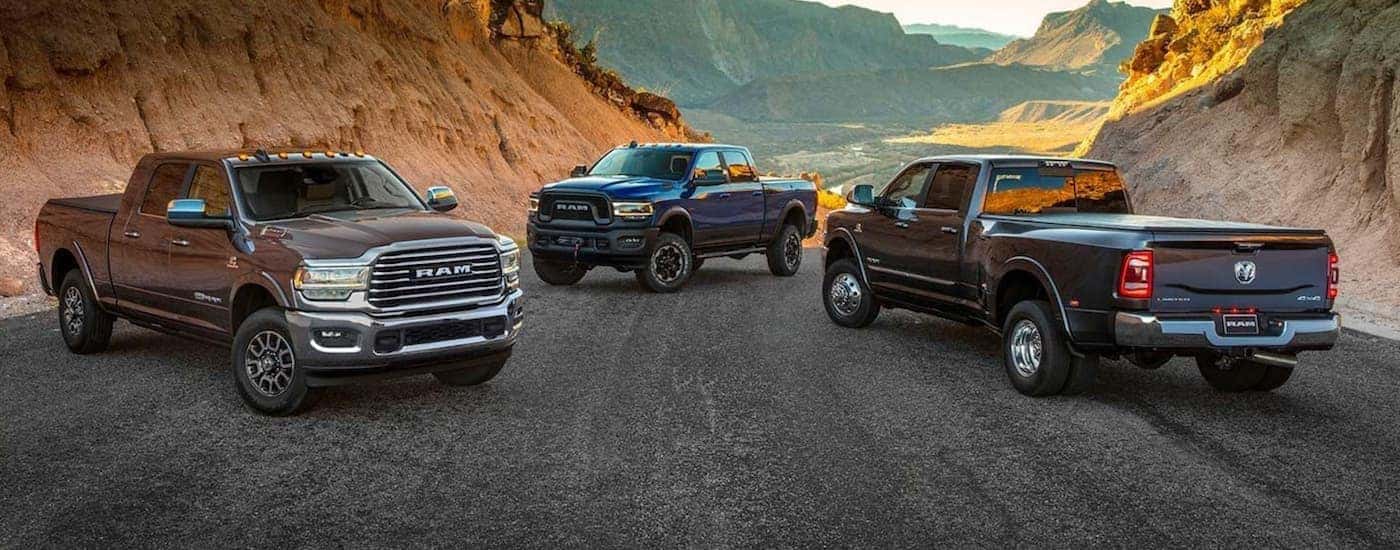 Trio of 2019 Ram 2500 parked off-road