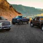 Trio of 2019 Ram 2500 parked off-road