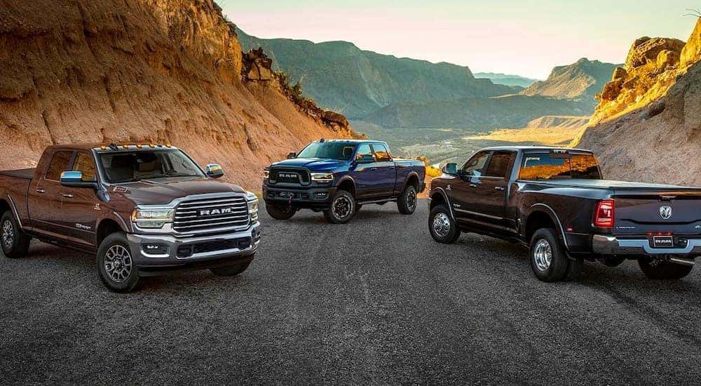 Trio of 2019 Ram 2500 parked off-road