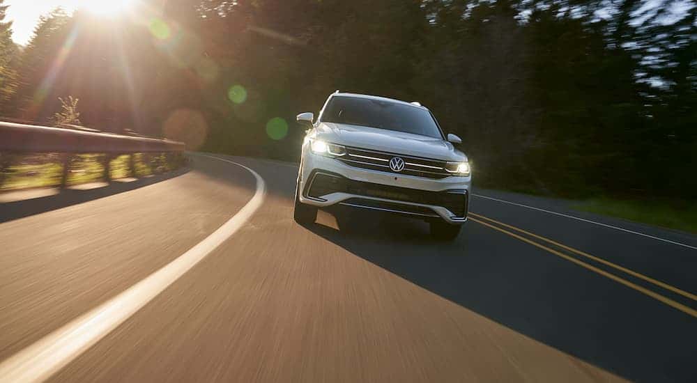 White 2022 Volkswagen Tiguan for sale on a test drive
