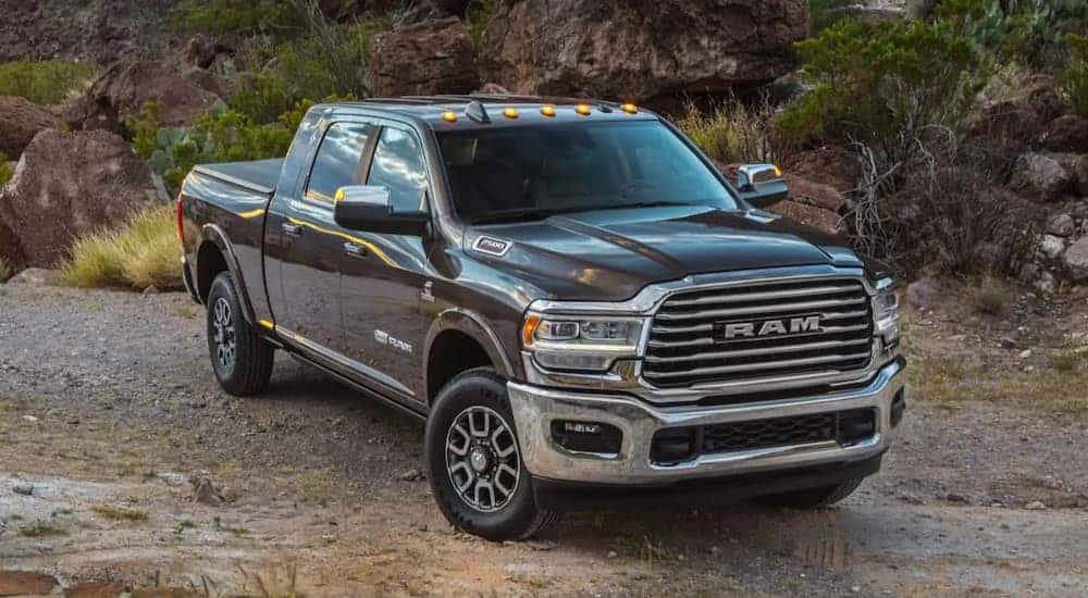 A gray 2022 Ram 2500 parked off-road.
