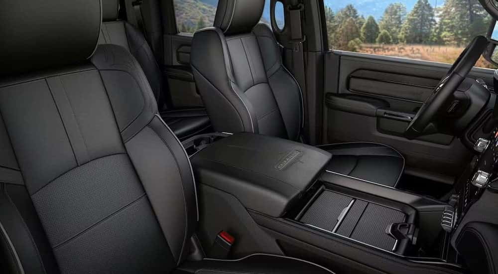 Black leather interior inside a 2024 Ram 2500