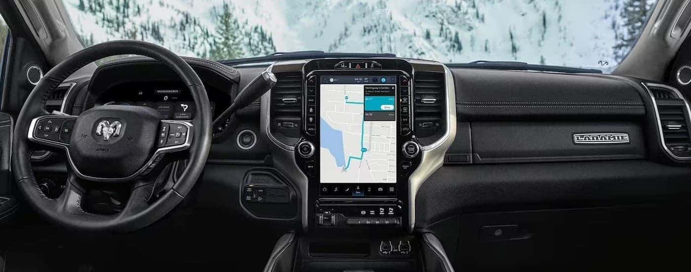 Black dash in a 2023 Ram 2500.