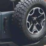 Spare tire on back of Jeep Wrangler