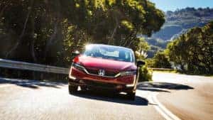 Red Honda on the road
