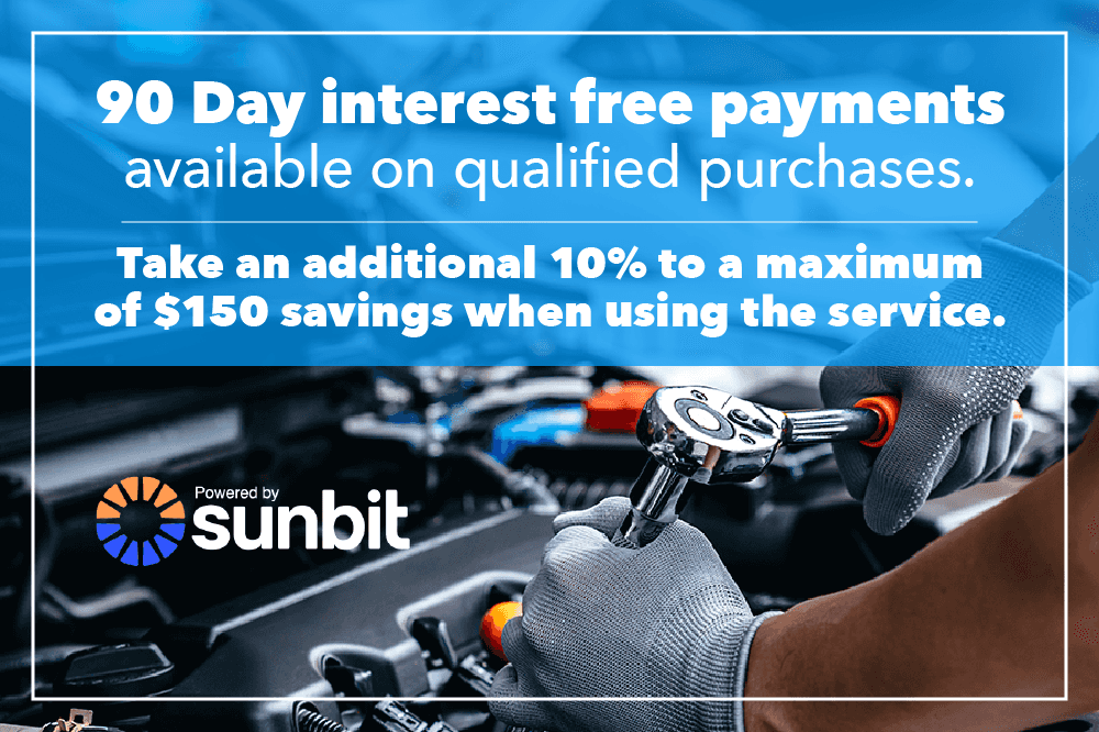 Need repairs now but don’t want to pay for it all today? We got you covered, Sunbit (logo) and Save! 90 Day interest free payments available on qualified purchases. Take an additional 10% to a maximum of $150 savings when using the service. *See service advisor for complete details. Only valid at Culver City Honda. Exp 4/30/25