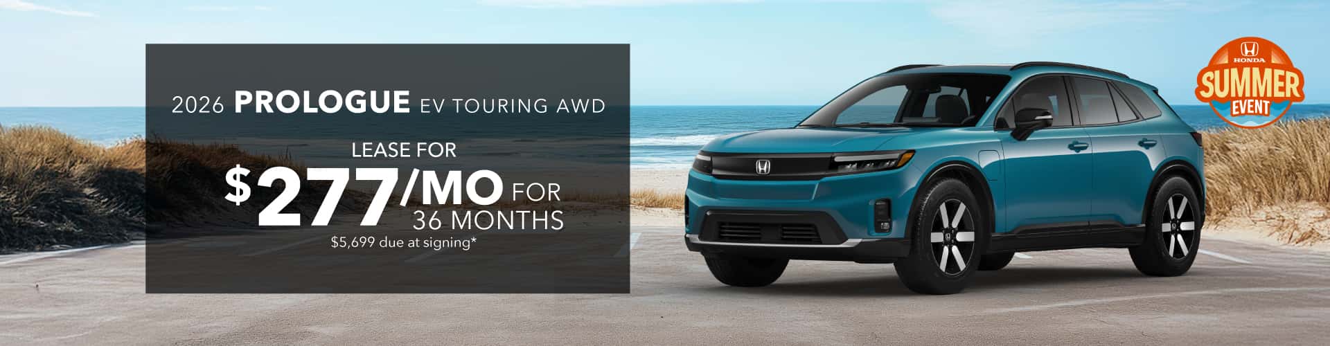 2026 Honda Prologue EV Touring AWD: Lease for $277/month for 36 months