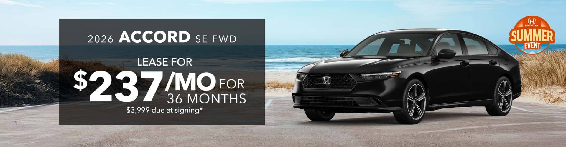 2026 Honda Accord SE FWD: Lease for $237/month for 36 months