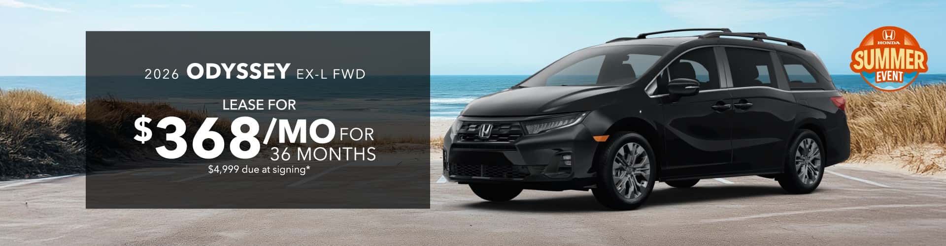 2026 Honda Odyssey EXL FWD: Lease for $368/month for 36 months