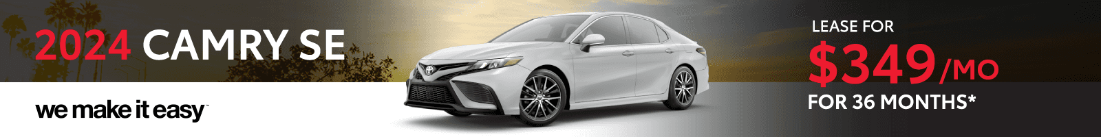 Get $349 for a 36 Month Lease on a 2024 Camry