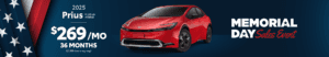 2025 Prius Plug-In Hybrid / $269 per month lease / 36 months / $2,999 due at signing