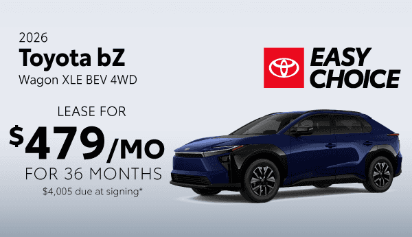 Lease a new 2026 Toyota bZ for $479/month for 36 Months