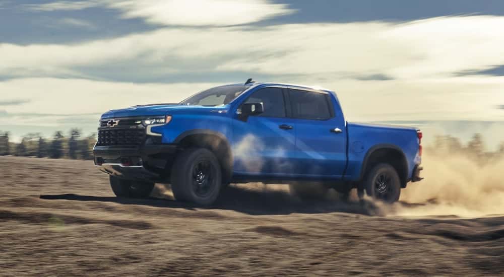 Blue 2024 used Chevy Silverado 1500 for sale near Troy off-roading