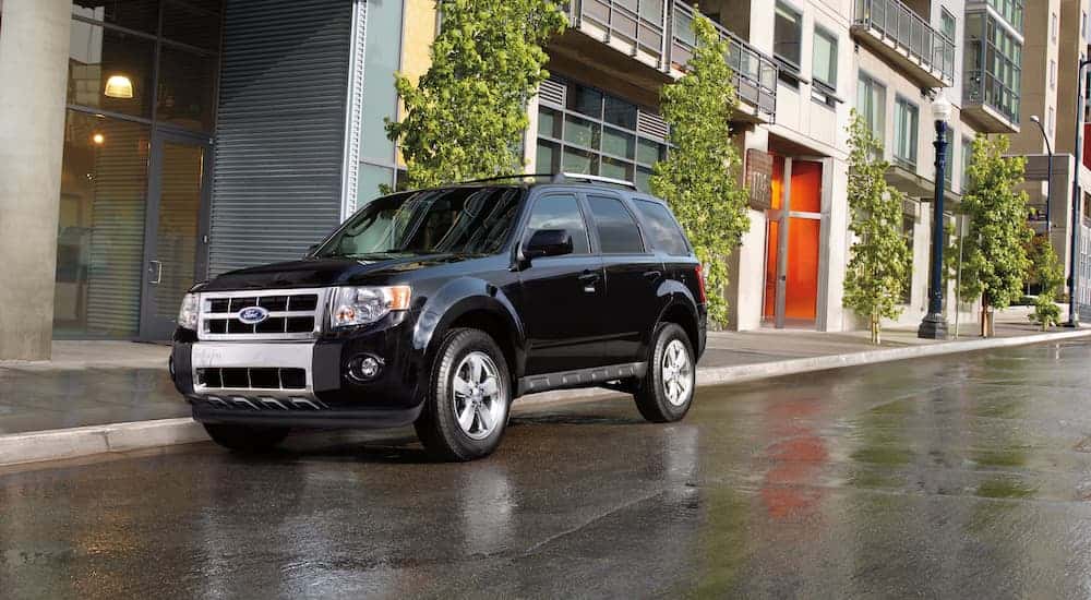 Black 2012 Ford Escape from the front at an angle.