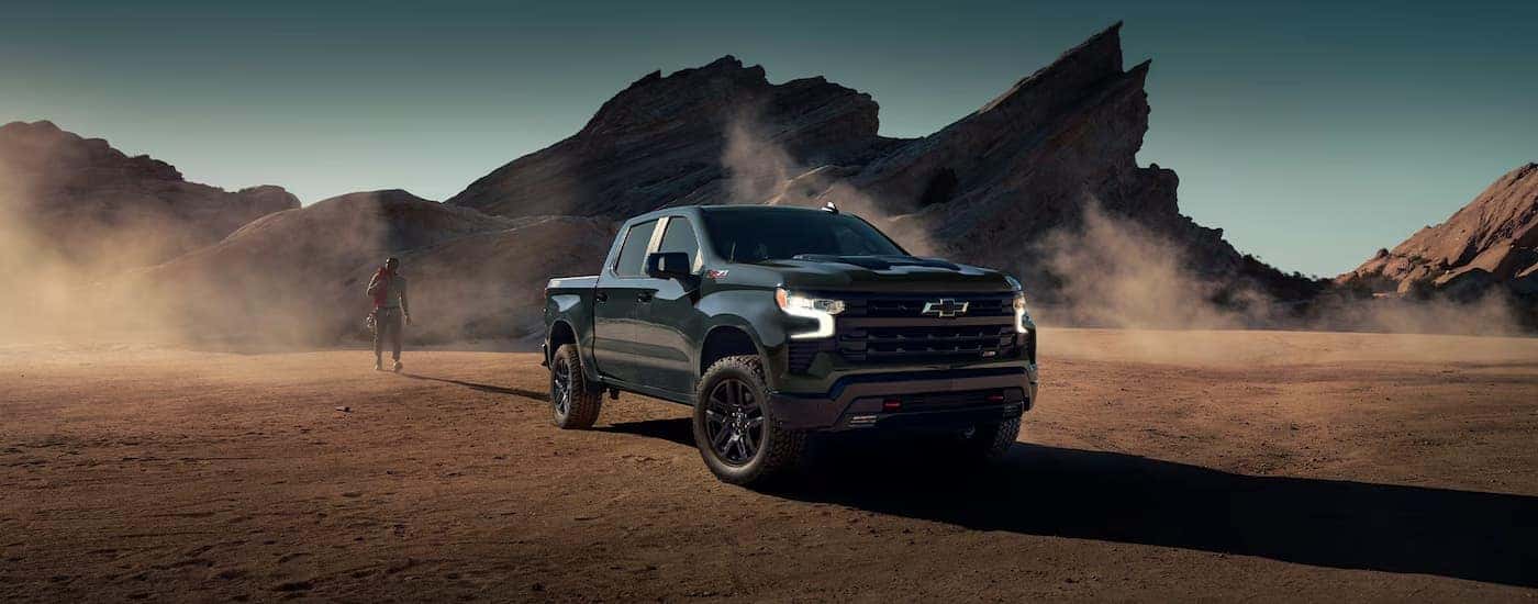 Black 2025 Chevy Silverado 1500 Z71 parked in a desert