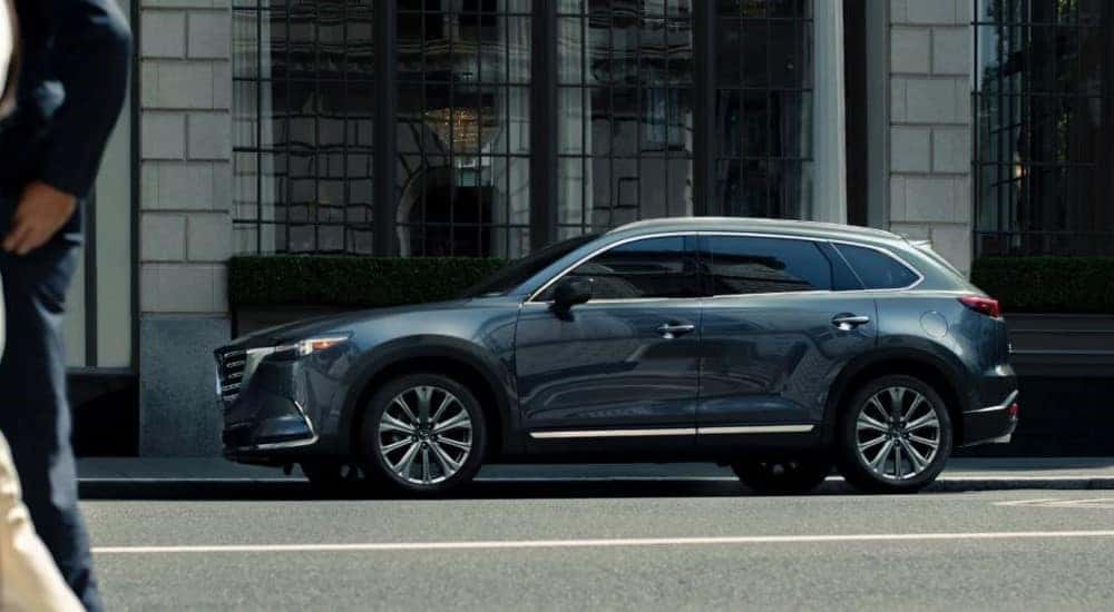 2022 Grey Mazda CX-9 parked on a street.