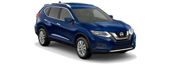 A blue 2020 Nissan Rogue is facing right.